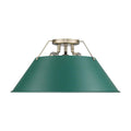 Golden Lighting 3306-3FM AB-GN Aged Brass Yep By Golden Lighting Orwell 3-light Flush Mount In Aged Brass And Pine Green Shade Image 1