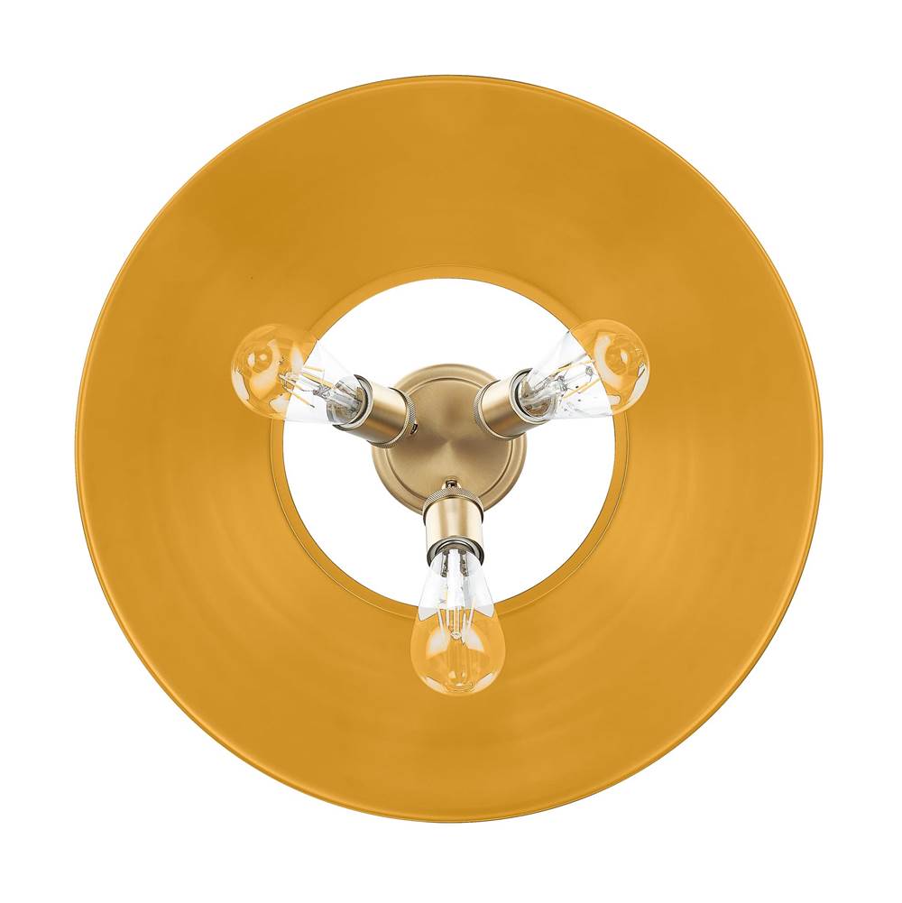 Golden Lighting Orwell Yep By Golden Lighting Orwell 3-light Flush Mount In Aged Brass And Auric Yellow Shade