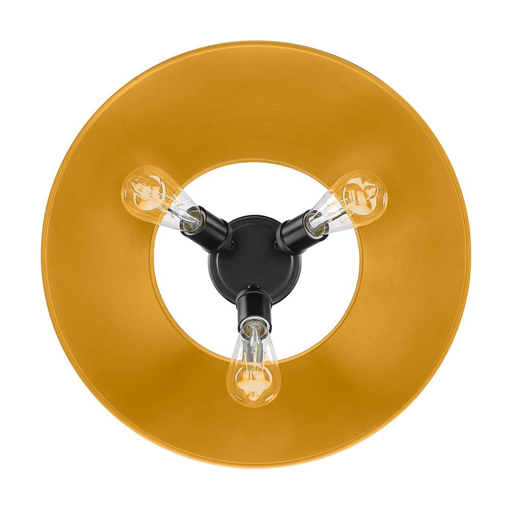 Golden Lighting Orwell Yep By Golden Lighting Orwell 3-light Flush Mount In Aged Brass And Auric Yellow Shade