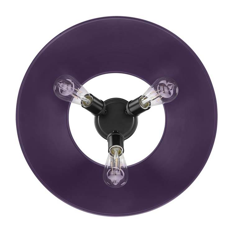 Golden Lighting Orwell Yep By Golden Lighting Orwell 3-light Flush Mount In Aged Brass And Exotic Purple Shade
