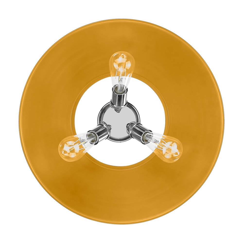 Golden Lighting Orwell Yep By Golden Lighting Orwell 3-light Flush Mount In Aged Brass And Auric Yellow Shade