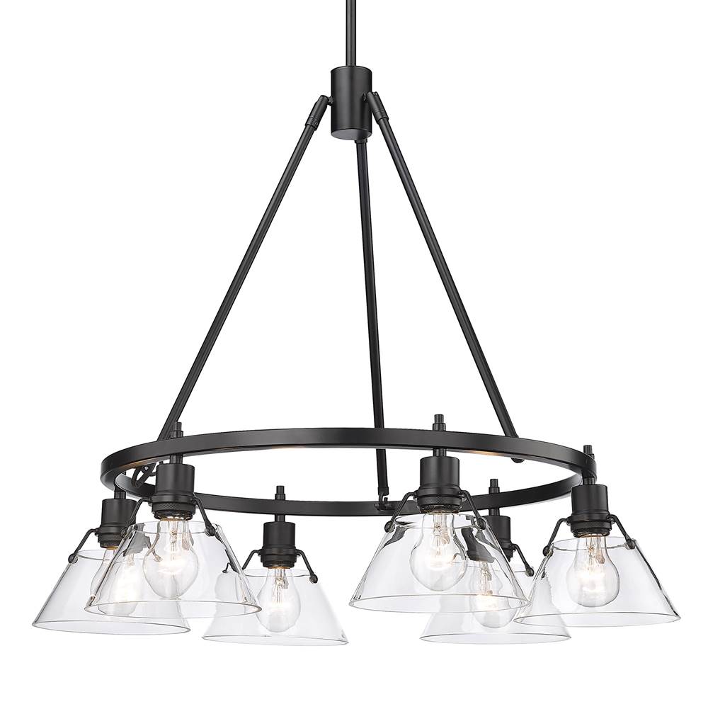 Golden Lighting 3306-6 BLK-CLR Matte Black Yep By Golden Lighting Orwell 6-light Chandelier In Matte Black And Clear Glass Image 7