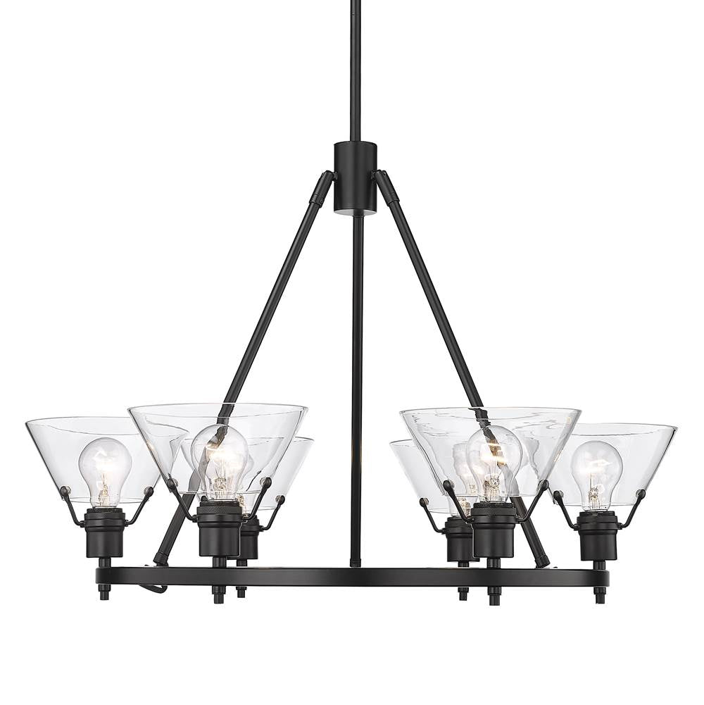 Golden Lighting 3306-6 BLK-CLR Matte Black Yep By Golden Lighting Orwell 6-light Chandelier In Matte Black And Clear Glass Image 6