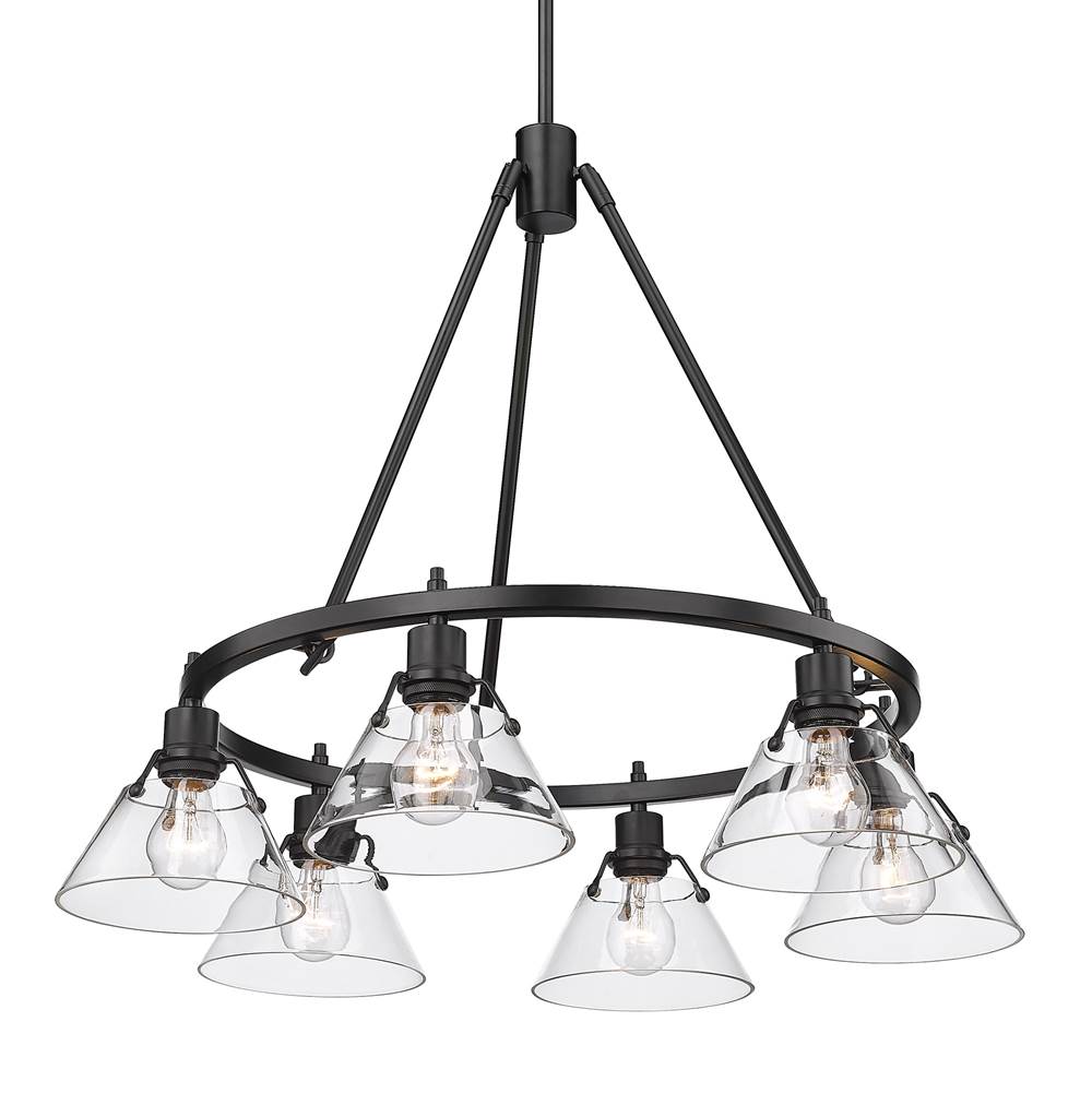 Golden Lighting 3306-6 BLK-CLR Matte Black Yep By Golden Lighting Orwell 6-light Chandelier In Matte Black And Clear Glass Image 5