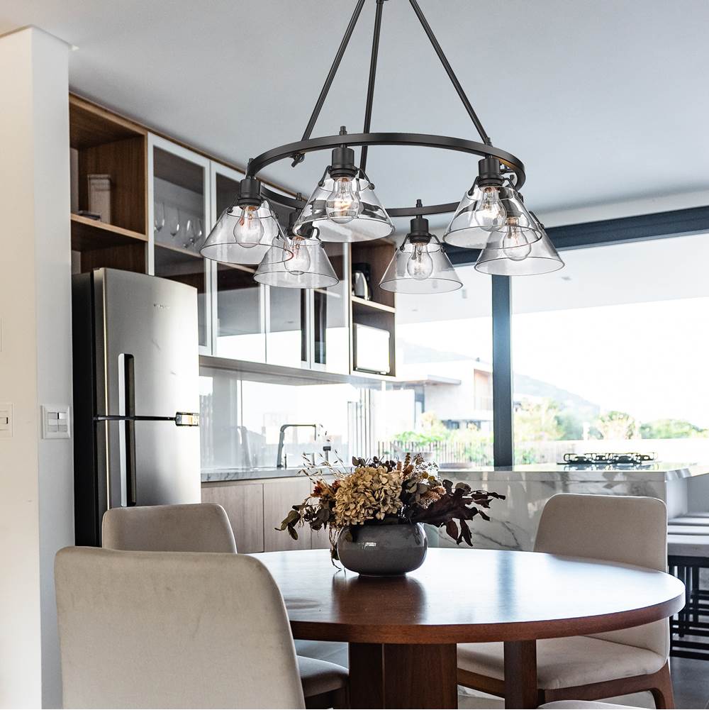Golden Lighting 3306-6 BLK-CLR Matte Black Yep By Golden Lighting Orwell 6-light Chandelier In Matte Black And Clear Glass Image 4