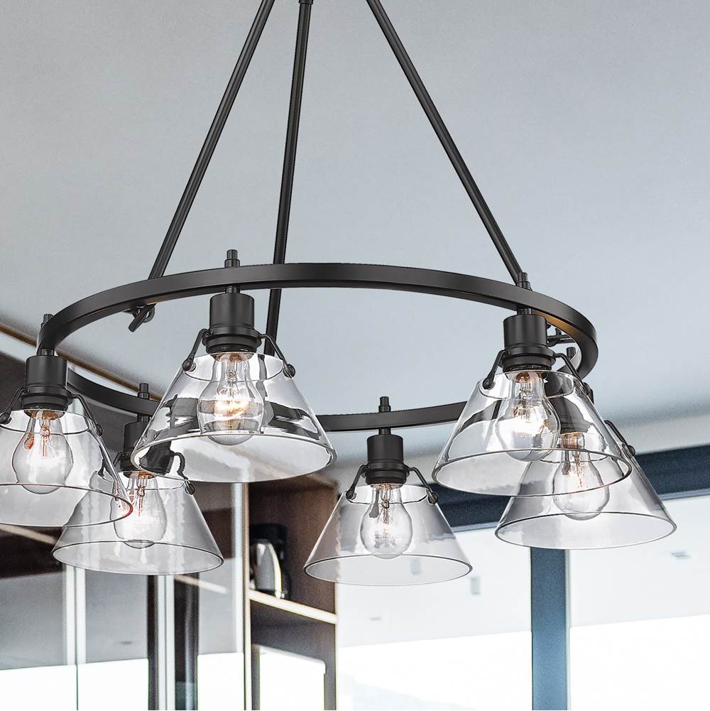 Golden Lighting 3306-6 BLK-CLR Matte Black Yep By Golden Lighting Orwell 6-light Chandelier In Matte Black And Clear Glass Image 3