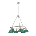 Golden Lighting Orwell Yep By Golden Lighting Orwell 6-light Chandelier In Aged Brass And Pine Green Shade
