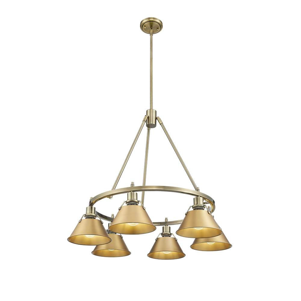Golden Lighting 3306-6 AB-BCB Aged Brass Yep By Golden Lighting Orwell 6-light Chandelier In Aged Brass And Brushed Champagne Brass Shade Image 1