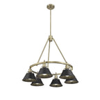 Golden Lighting 3306-6 AB-BLK Aged Brass Yep By Golden Lighting Orwell 6-light Chandelier In Aged Brass And Matte Black Shade Image 1