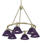 Golden Lighting 3306-6 AB-EP Aged Brass Yep By Golden Lighting Orwell 6-light Chandelier In Aged Brass And Exotic Purple Shade Image 1