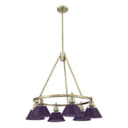Golden Lighting Orwell Yep By Golden Lighting Orwell 6-light Chandelier In Aged Brass And Exotic Purple Shade