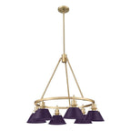 Golden Lighting Orwell Yep By Golden Lighting Orwell 6-light Chandelier In Aged Brass And Exotic Purple Shade