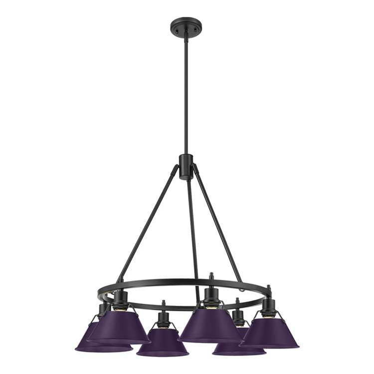 Golden Lighting Orwell Yep By Golden Lighting Orwell 6-light Chandelier In Aged Brass And Exotic Purple Shade