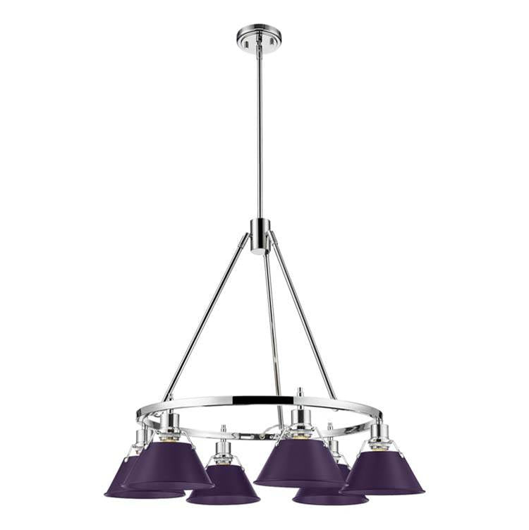 Golden Lighting Orwell Yep By Golden Lighting Orwell 6-light Chandelier In Aged Brass And Exotic Purple Shade