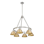 Golden Lighting 3306-6 PW-BCB Pewter Yep By Golden Lighting Orwell 6-light Chandelier In Pewter And Brushed Champagne Brass Shade Image 1