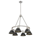 Golden Lighting 3306-6 PW-BLK Pewter Yep By Golden Lighting Orwell 6-light Chandelier In Pewter And Matte Black Shade Image 1