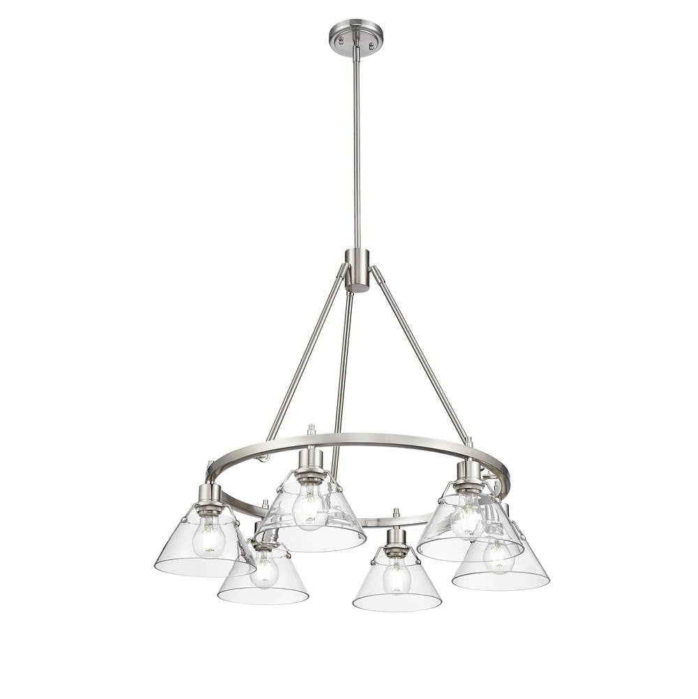Golden Lighting 3306-6 PW-CLR Pewter Yep By Golden Lighting Orwell 6-light Chandelier In Pewter And Clear Glass Image 1