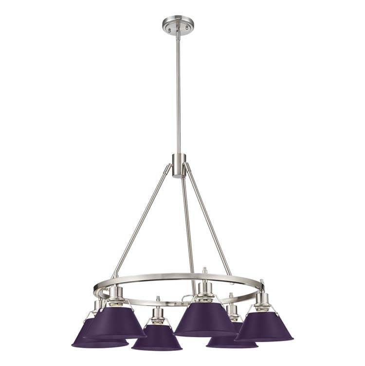 Golden Lighting Orwell Yep By Golden Lighting Orwell 6-light Chandelier In Aged Brass And Exotic Purple Shade