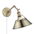 Golden Lighting 3306-A1W AB-AB Aged Brass Yep By Golden Lighting Orwell 1-light Swing Arm Wall Lamp In Aged Brass Image 1