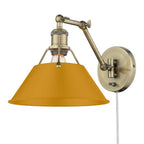 Golden Lighting 3306-A1W AB-AY Aged Brass Yep By Golden Lighting Orwell 1-light Swing Arm Wall Lamp In Aged Brass And Auric Yellow Shade Image 1