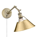 Golden Lighting 3306-A1W AB-BCB Aged Brass Yep By Golden Lighting Orwell 1-light Swing Arm In Aged Brass And Brushed Champagne Brass Shade Image 1