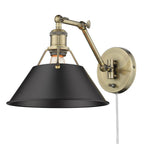 Golden Lighting 3306-A1W AB-BLK Aged Brass Yep By Golden Lighting Orwell 1-light Swing Arm Wall Lamp In Aged Brass And Matte Black Shade Image 1