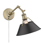 Golden Lighting 3306-A1W AB-BLK Aged Brass Yep By Golden Lighting Orwell 1-light Swing Arm Wall Lamp In Aged Brass And Matte Black Shade Image 4