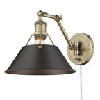 Golden Lighting 3306-A1W AB-RBZ Aged Brass Yep By Golden Lighting Orwell 1-light Swing Arm Wall Lamp In Aged Brass And Rubbed Bronze Shade Image 1