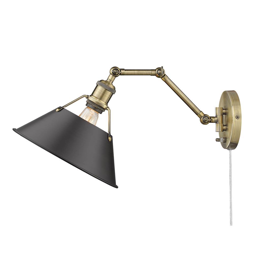 Golden Lighting 3306-A1W AB-RBZ Aged Brass Yep By Golden Lighting Orwell 1-light Swing Arm Wall Lamp In Aged Brass And Rubbed Bronze Shade Image 3