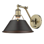 Golden Lighting 3306-A1W AB-RBZ Aged Brass Yep By Golden Lighting Orwell 1-light Swing Arm Wall Lamp In Aged Brass And Rubbed Bronze Shade Image 2