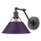 Golden Lighting Orwell Yep By Golden Lighting Orwell 1-light Swing Arm Wall Lamp In Aged Brass And Exotic Purple Shade