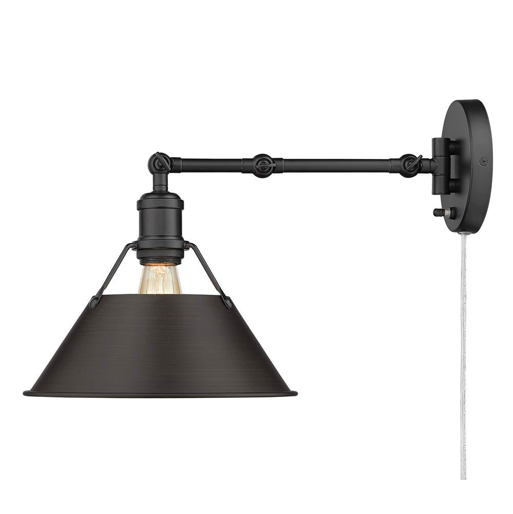 Golden Lighting Orwell Yep By Golden Lighting Orwell 1-light Swing Arm Wall Lamp In Aged Brass And Rubbed Bronze Shade