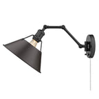 Golden Lighting 3306-A1W BLK-RBZ Matte Black Yep By Golden Lighting Orwell 1-light Swing Arm Wall Lamp In Matte Black And Rubbed Bronze Shade Image 3