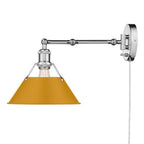 Golden Lighting Orwell Yep By Golden Lighting Orwell 1-light Swing Arm Wall Lamp In Aged Brass And Auric Yellow Shade
