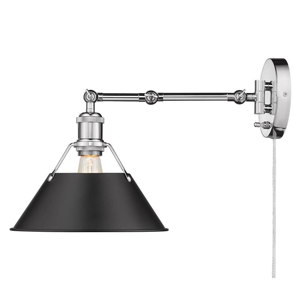 Golden Lighting Orwell Yep By Golden Lighting Orwell 1-light Swing Arm Wall Lamp In Aged Brass And Matte Black Shade