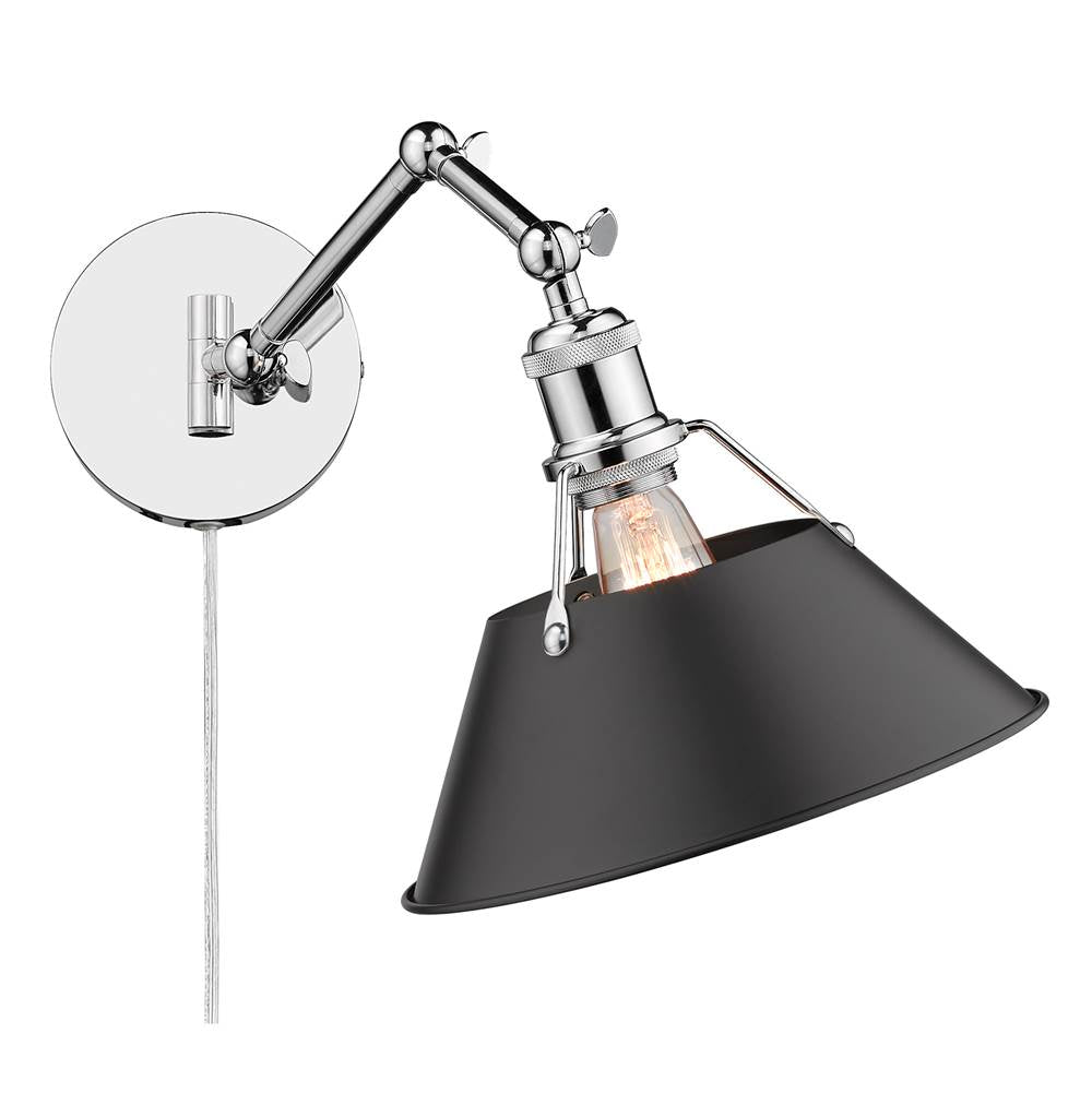 Golden Lighting 3306-A1W CH-BLK Chrome Yep By Golden Lighting Orwell 1-light Swing Arm Wall Lamp In Chrome And Matte Black Shade Image 4