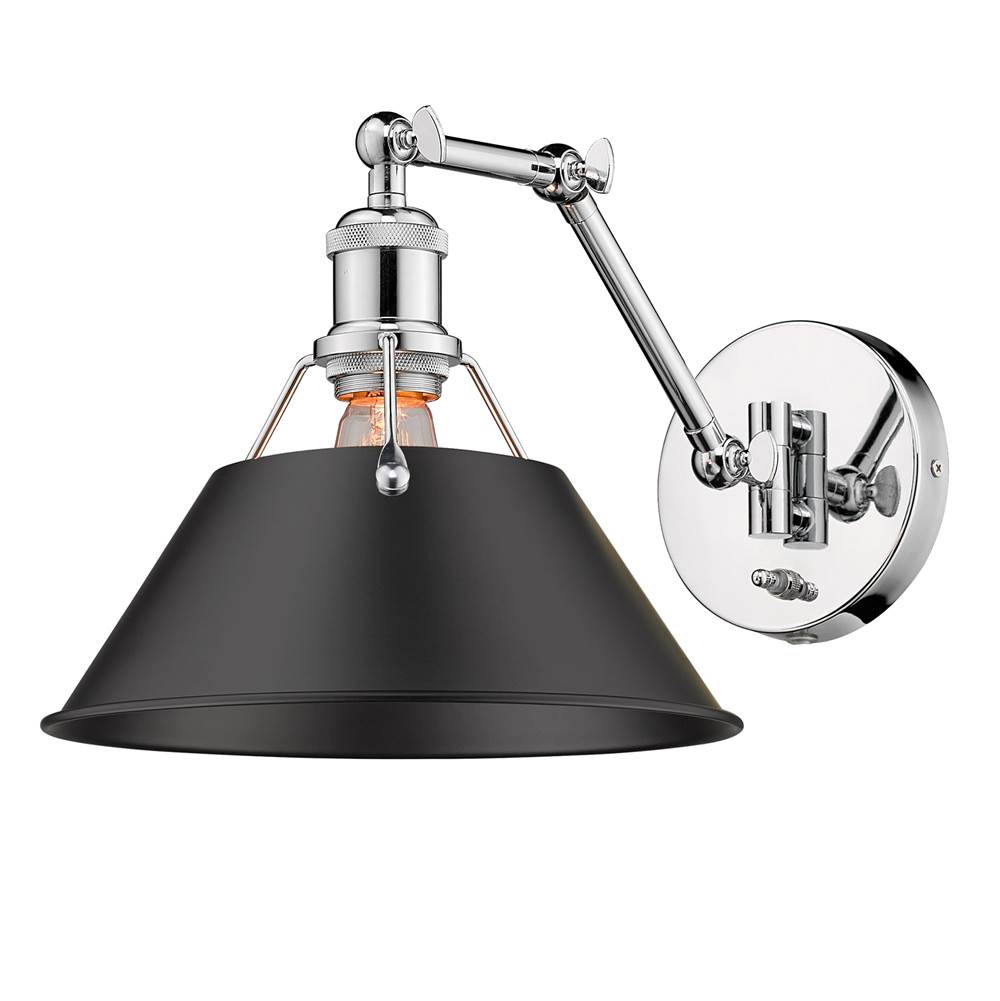 Golden Lighting 3306-A1W CH-BLK Chrome Yep By Golden Lighting Orwell 1-light Swing Arm Wall Lamp In Chrome And Matte Black Shade Image 2