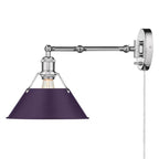 Golden Lighting Orwell Yep By Golden Lighting Orwell 1-light Swing Arm Wall Lamp In Aged Brass And Exotic Purple Shade