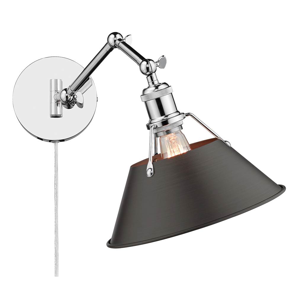 Golden Lighting 3306-A1W CH-RBZ Chrome Yep By Golden Lighting Orwell 1-light Swing Arm Wall Lamp In Chrome And Rubbed Bronze Shade Image 4
