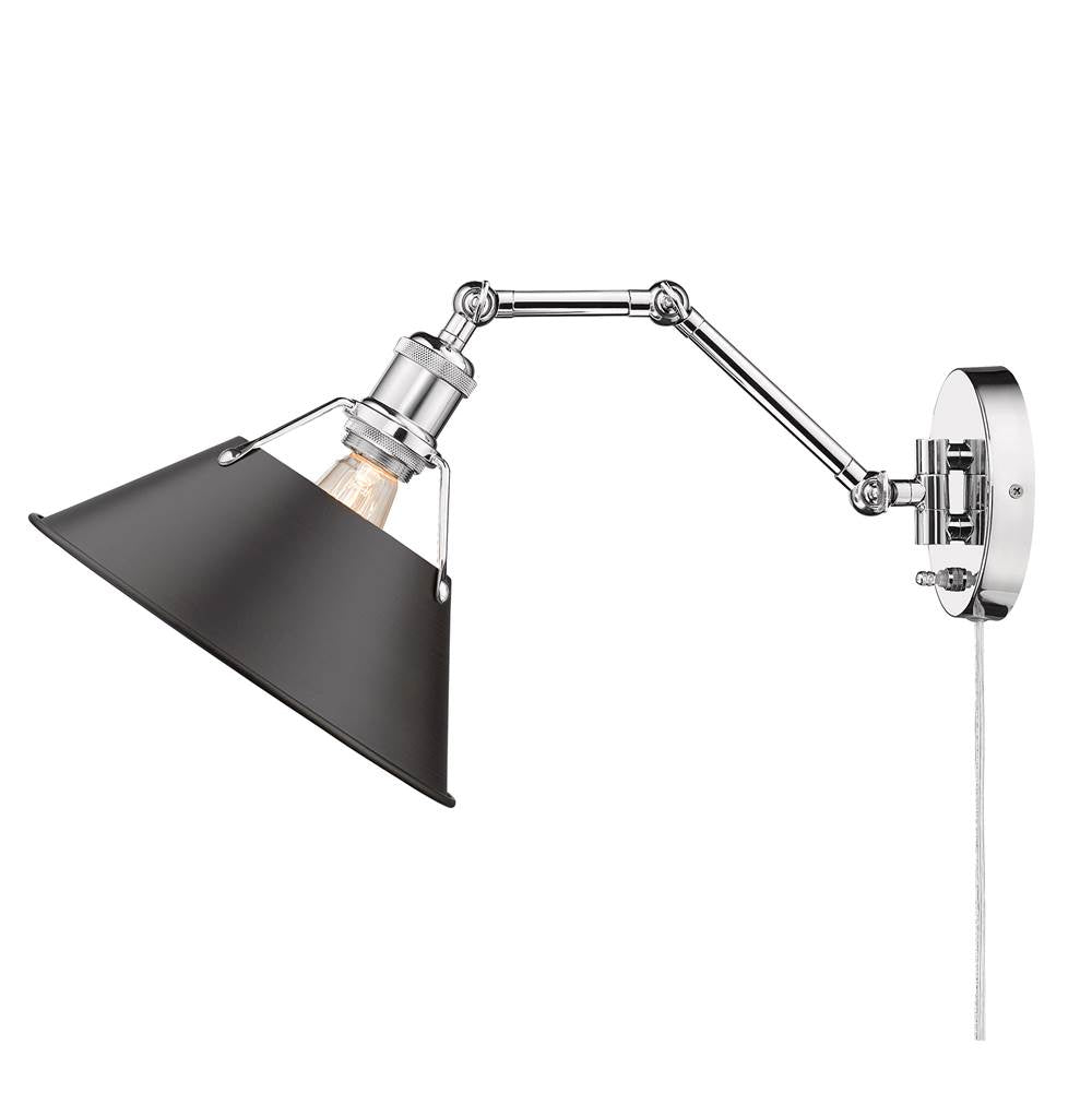 Golden Lighting 3306-A1W CH-RBZ Chrome Yep By Golden Lighting Orwell 1-light Swing Arm Wall Lamp In Chrome And Rubbed Bronze Shade Image 3