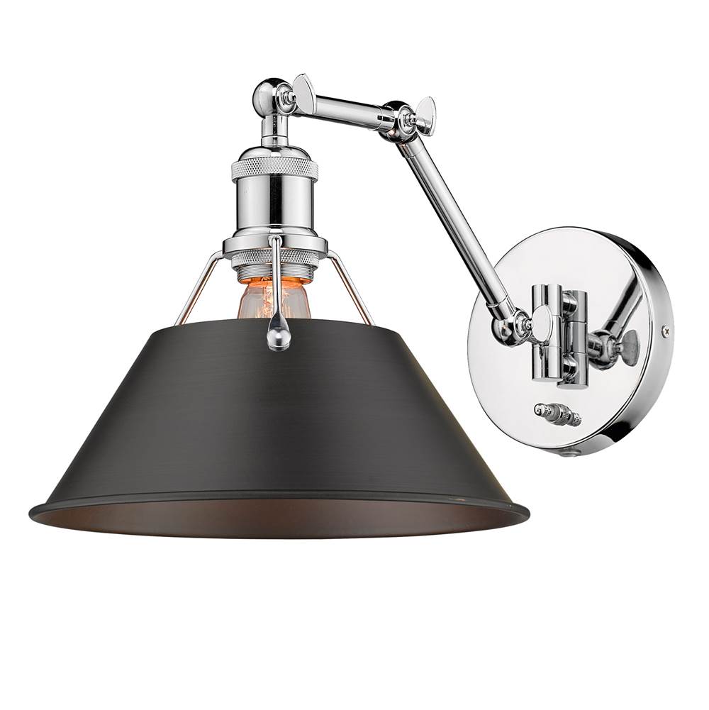 Golden Lighting 3306-A1W CH-RBZ Chrome Yep By Golden Lighting Orwell 1-light Swing Arm Wall Lamp In Chrome And Rubbed Bronze Shade Image 2