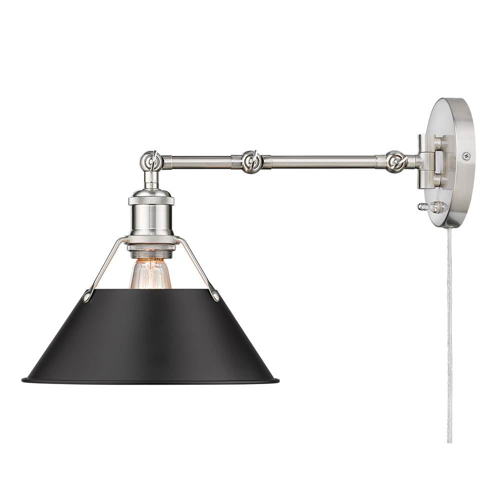 Golden Lighting Orwell Yep By Golden Lighting Orwell 1-light Swing Arm Wall Lamp In Aged Brass And Matte Black Shade