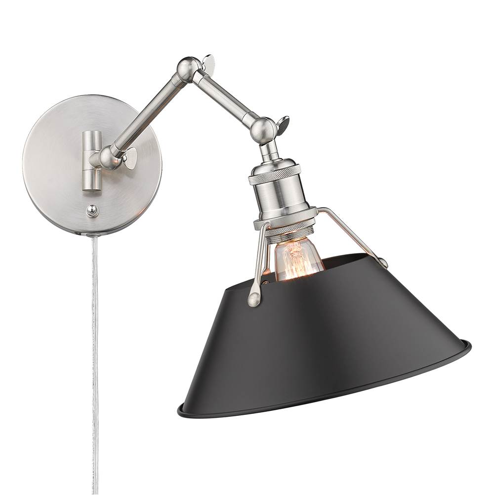 Golden Lighting 3306-A1W PW-BLK Pewter Yep By Golden Lighting Orwell 1-light Swing Arm Wall Lamp In Pewter And Matte Black Shade Image 4