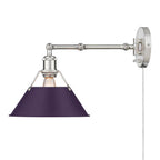 Golden Lighting Orwell Yep By Golden Lighting Orwell 1-light Swing Arm Wall Lamp In Aged Brass And Exotic Purple Shade