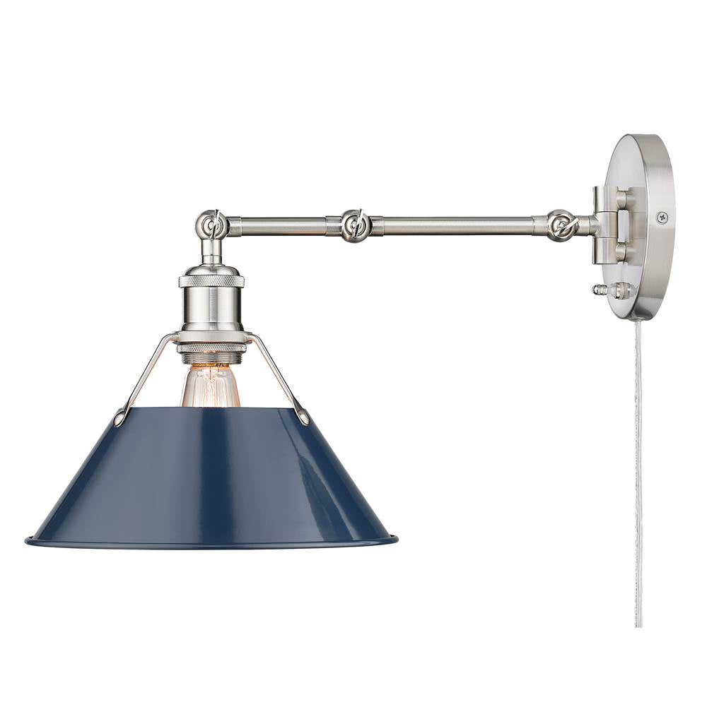 Golden Lighting Orwell Yep By Golden Lighting Orwell 1-light Swing Arm Wall Lamp In Aged Brass And Navy Blue Shade