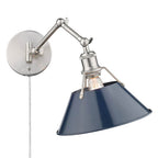 Golden Lighting 3306-A1W PW-NVY Pewter Yep By Golden Lighting Orwell 1-light Swing Arm Wall Lamp In Pewter And Navy Blue Shade Image 4