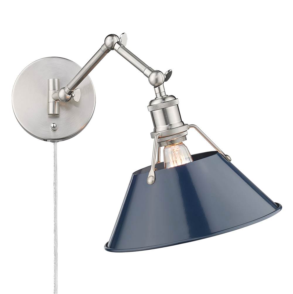 Golden Lighting 3306-A1W PW-NVY Pewter Yep By Golden Lighting Orwell 1-light Swing Arm Wall Lamp In Pewter And Navy Blue Shade Image 4