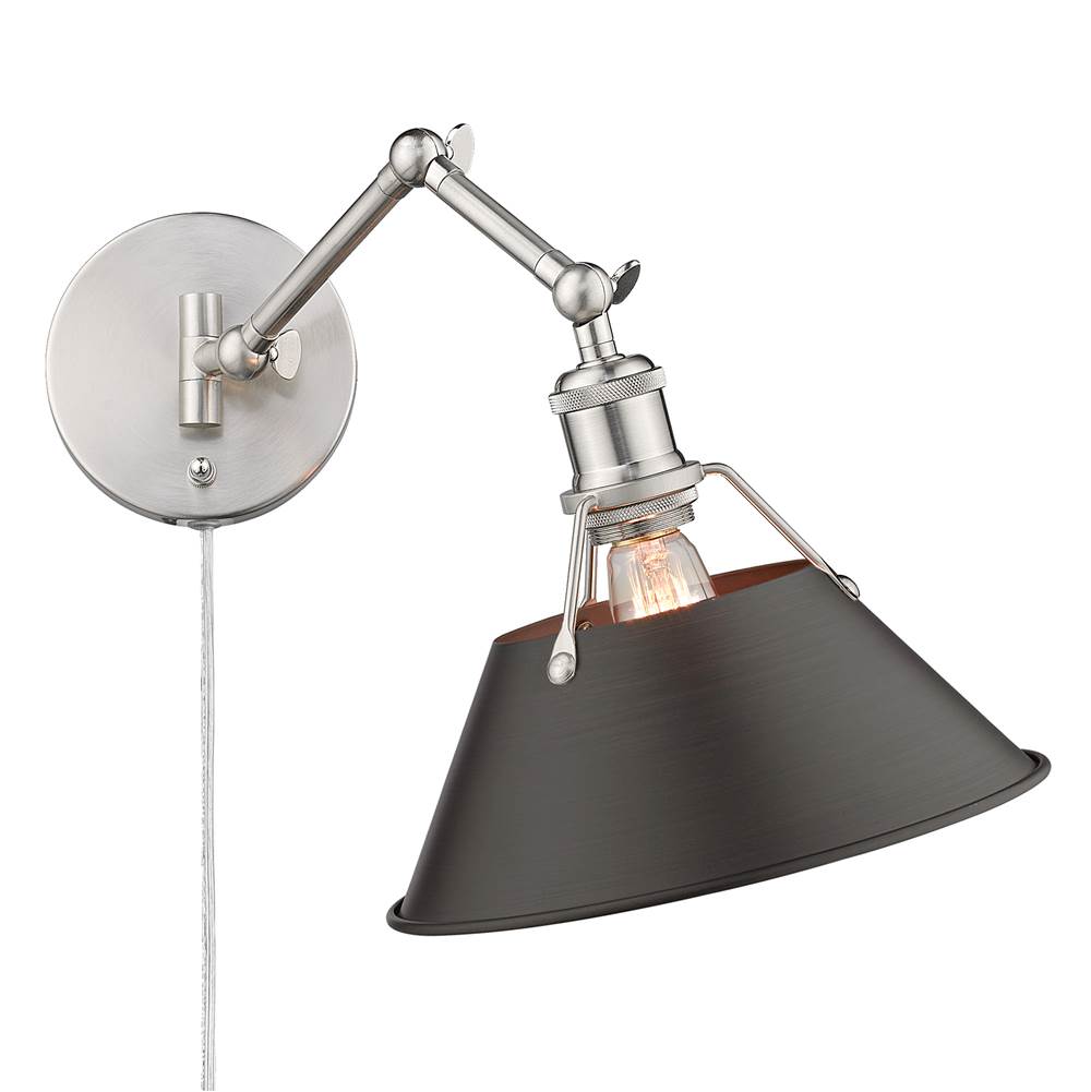 Golden Lighting 3306-A1W PW-RBZ Pewter Yep By Golden Lighting Orwell 1-light Swing Arm Wall Lamp In Pewter And Rubbed Bronze Shade Image 4