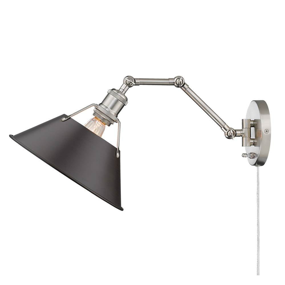 Golden Lighting 3306-A1W PW-RBZ Pewter Yep By Golden Lighting Orwell 1-light Swing Arm Wall Lamp In Pewter And Rubbed Bronze Shade Image 3