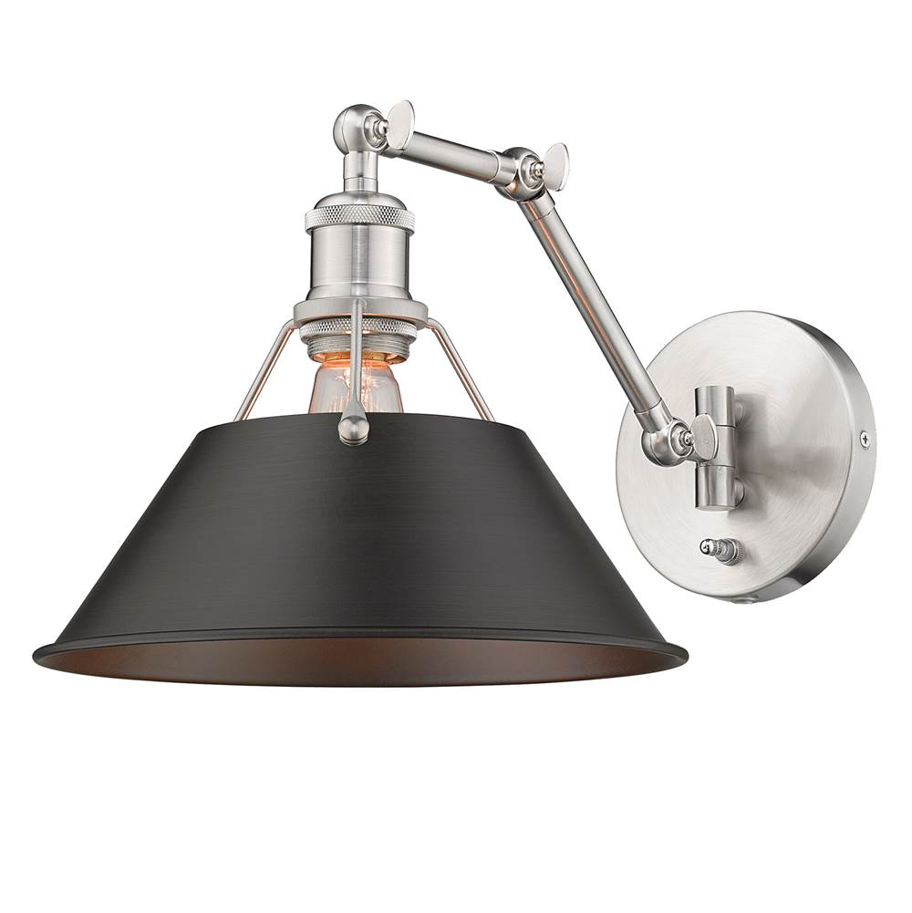 Golden Lighting 3306-A1W PW-RBZ Pewter Yep By Golden Lighting Orwell 1-light Swing Arm Wall Lamp In Pewter And Rubbed Bronze Shade Image 2